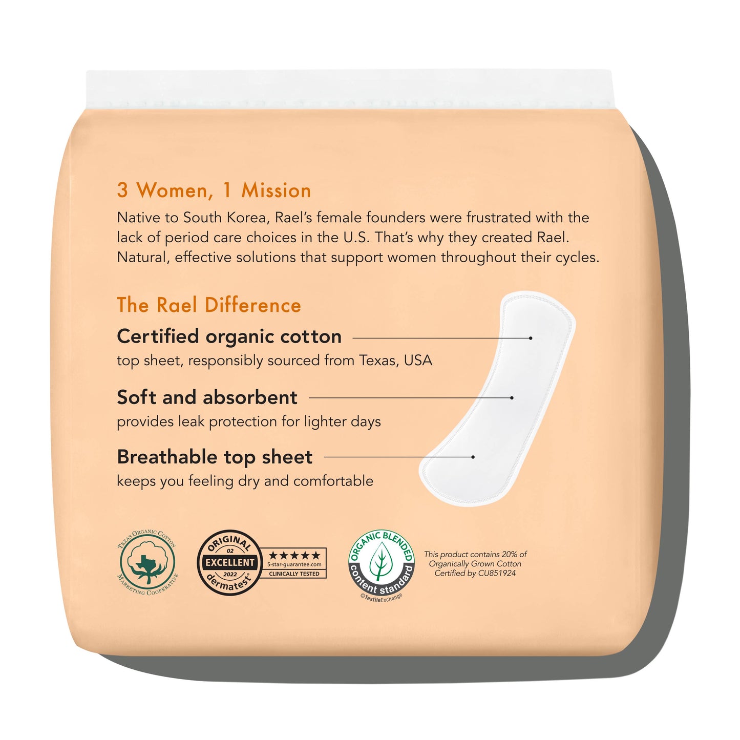 Rael Organic Cotton Cover Panty Liners - Long