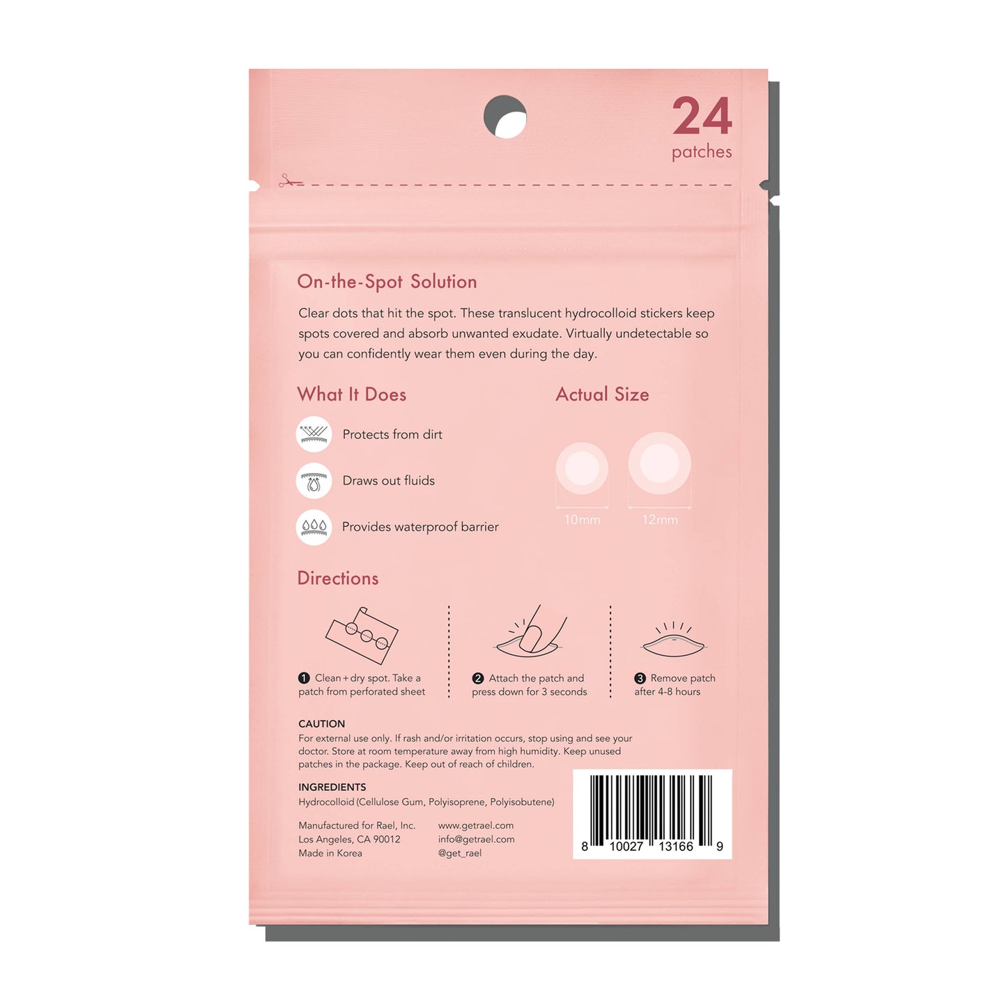 Rael Miracle Patch Invisible Spot Cover - Pimple Patch, Acne