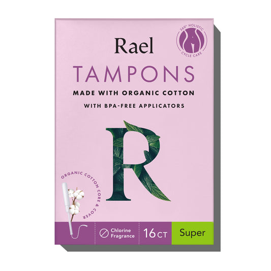 Rael Organic Cotton Tampons with Long Applicators - Super